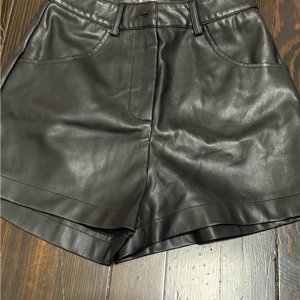 Women's Black Leather Shorts